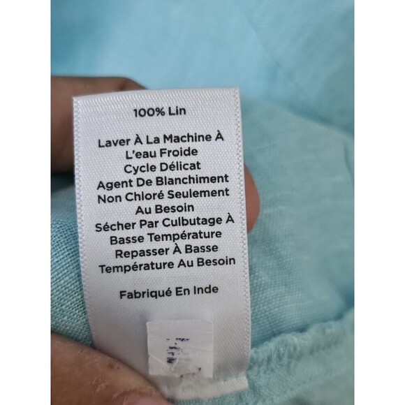 Talbot Women's Beach Summer Travel Linen Tie Hem Button Front Top Cross Dye Sz L - Picture 6 of 9